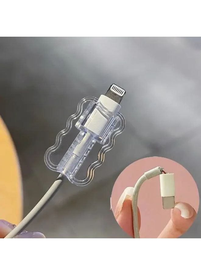قطعتان غطاء واقي شفاف لكابل الشحن مقاوم للتشابك والخدش لهواتف iPhone وAndroid USB C وLightning - Image 1
